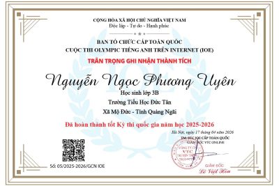 TUYÊN DƯƠNG HỌC SINH ĐƯỢC GHI NHẬN THÀNH TÍCH TẠI KỲ THI IOE CẤP QUỐC GIA